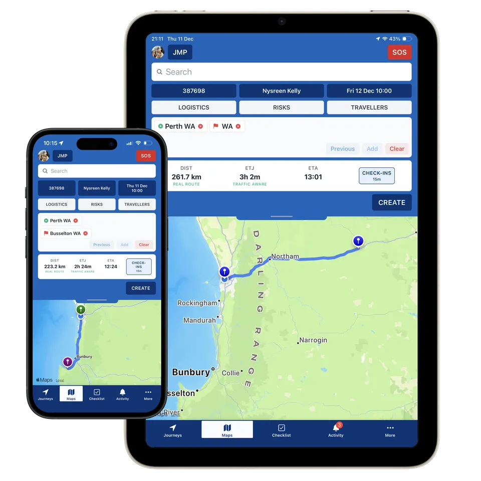 TetraSense journey detail view with check-in and escalation context